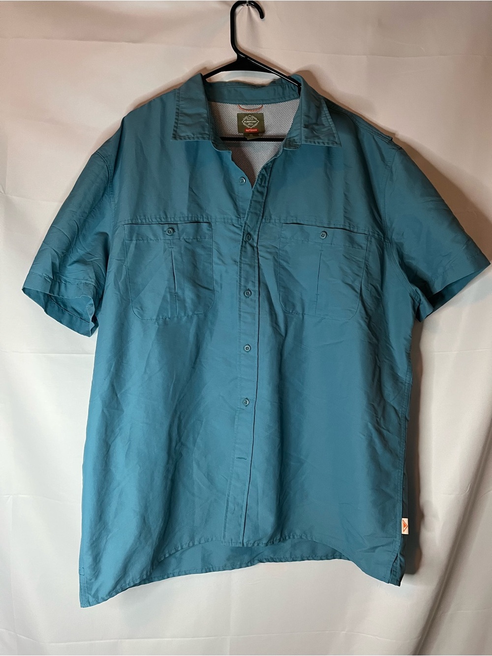 St. John's Bay Teal Blue Short-Sleeve Fishing Button-Down Shirt